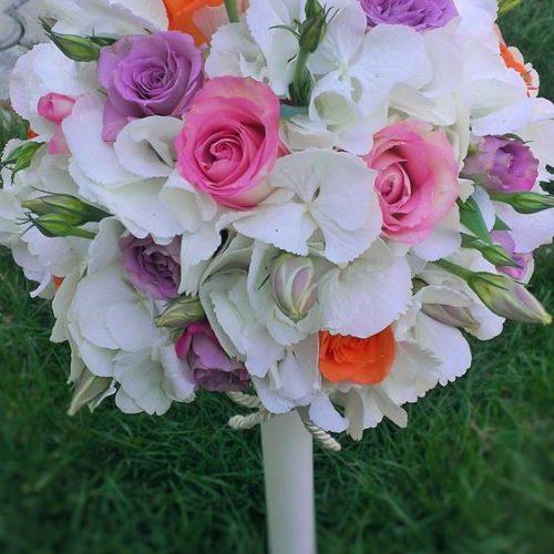 lumanare botez hortensie si minirose